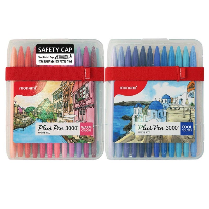 MONAMI Plus Pen 3000 Felt Tip Pens, Fine Point (0.4mm), Coloring/Drawing/Journaling, Assorted Colors, 48-Pack - Image 1